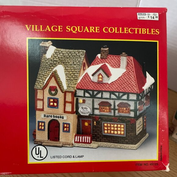 Vtg Lemax Village Square Collectibles Bobs Tobacco Rare Books Christmas Lighted - Picture 10 of 14